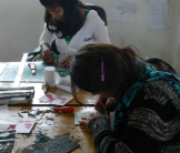 Girls printmaking photograph by Esther Tyson